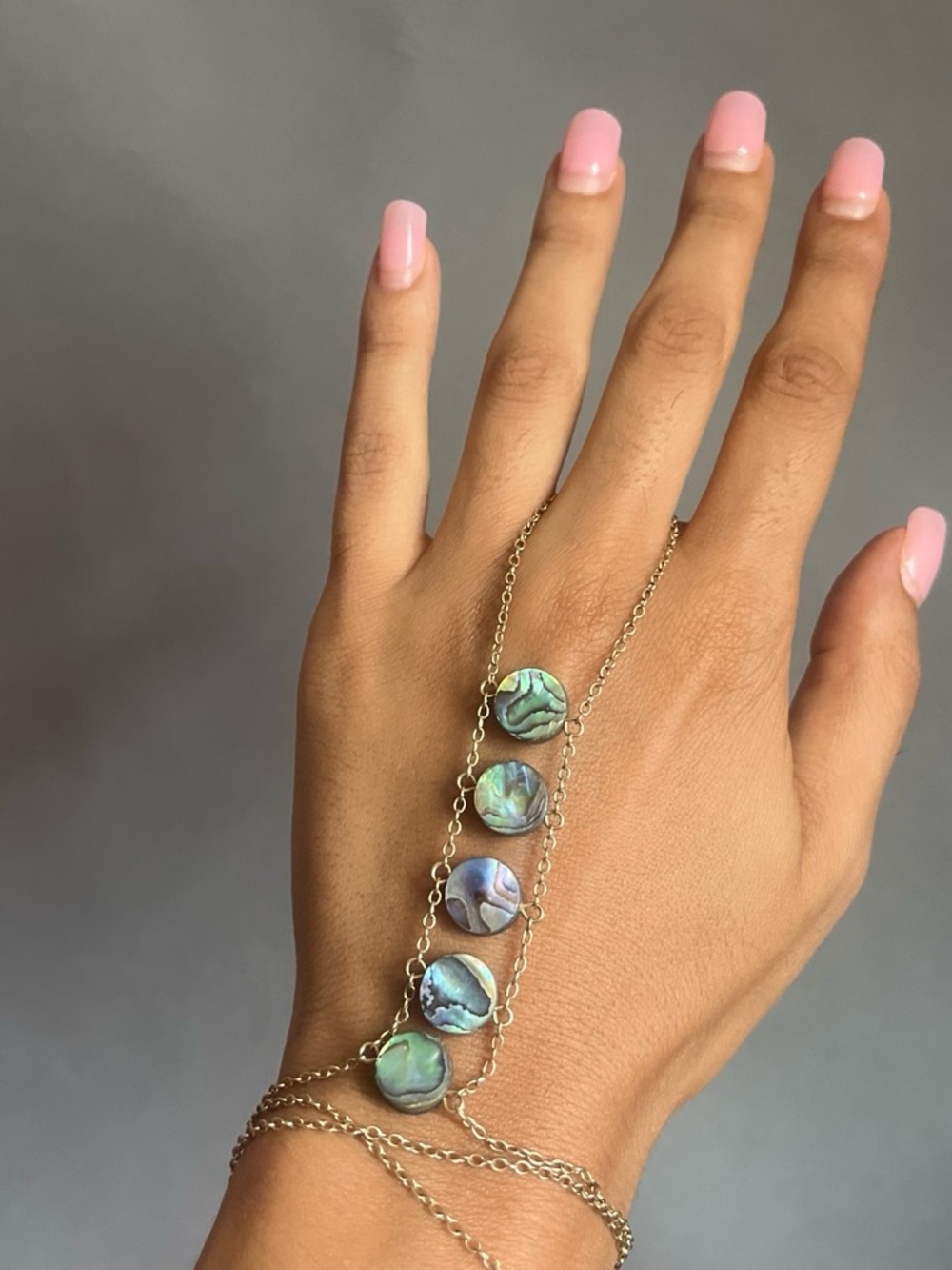 Gold Chain Hand Bracelet with authentic Abalone pearls